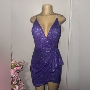 Nordstrom Purple Sequin Wrap Dress